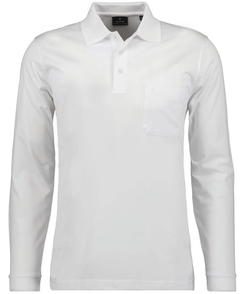 Ragman Polo bianca con taschino ragman no stiro modern fit