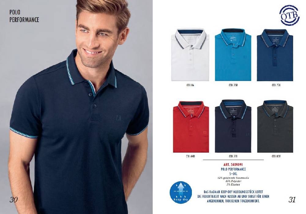 Ragman Polo blu marine in tessuto performante ragman modern fit Vendita Economica