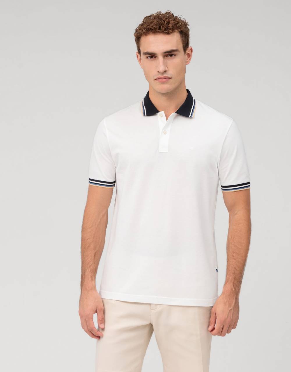 Olymp Polo bianca olymp regular fit cotone piqué