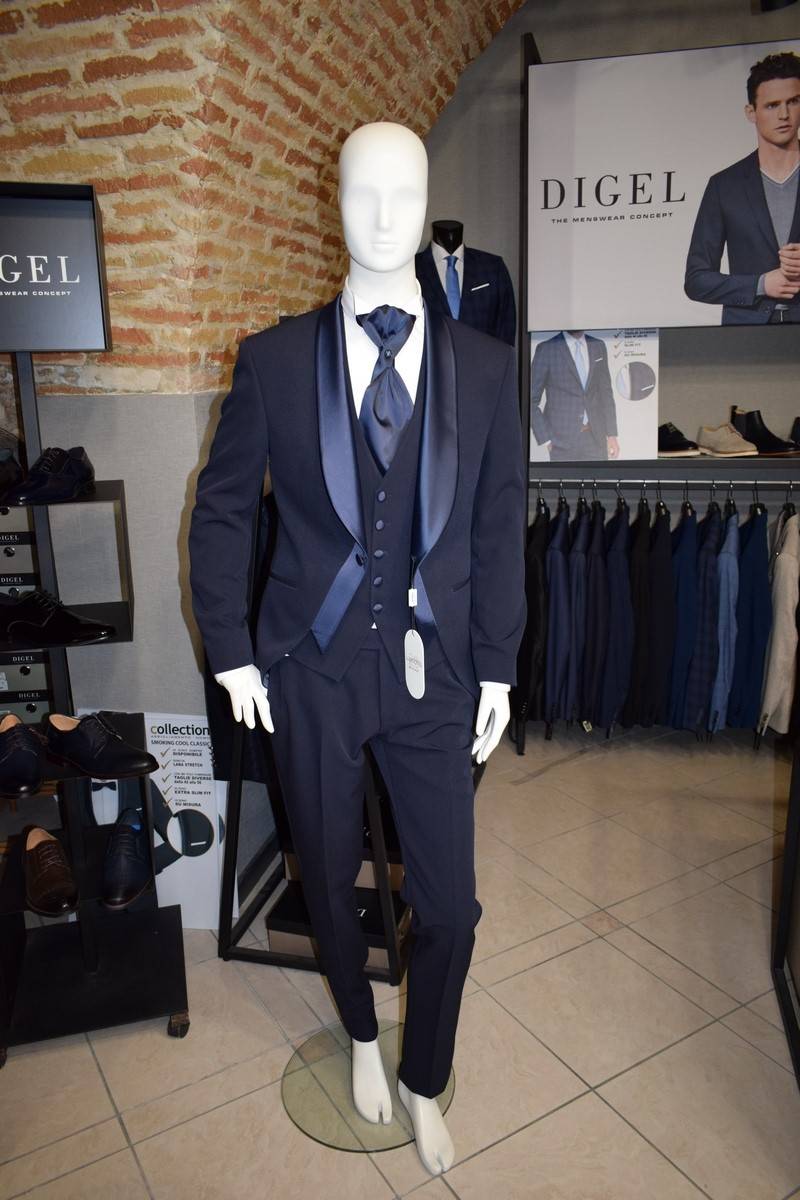 Musani Milano Cerimonia Smoking da sposo moderno blu musani cerimonia Affare Del Giorno