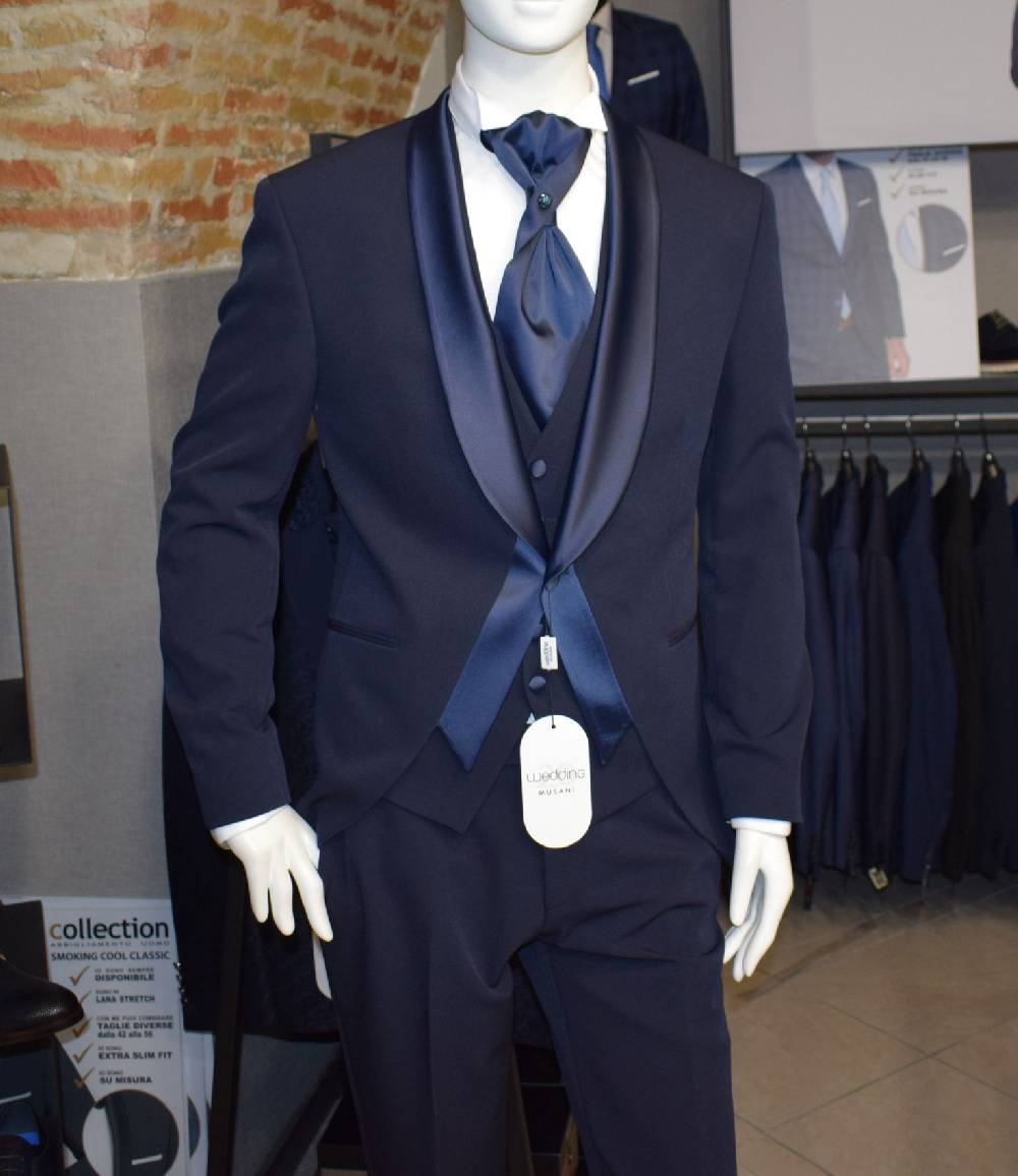 Musani Milano Cerimonia Smoking da sposo moderno blu musani cerimonia Affare Del Giorno