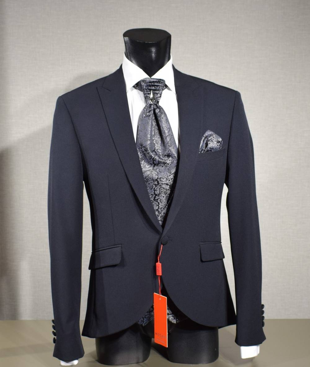 Musani Milano Cerimonia Abito elegante nero musani cerimonia slim fit con panciotto Novità