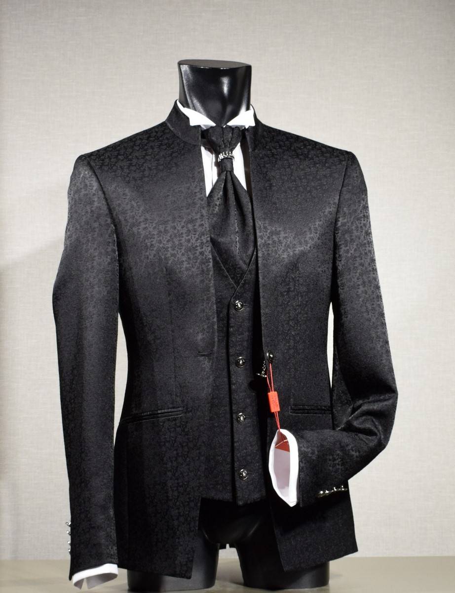 Musani Milano Cerimonia Abito musani cerimonia nero damascato slim fit Presa