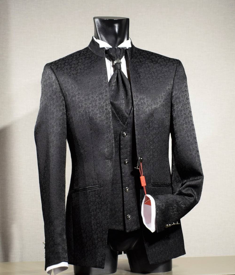 Musani Milano Cerimonia Abito musani cerimonia nero damascato slim fit Presa