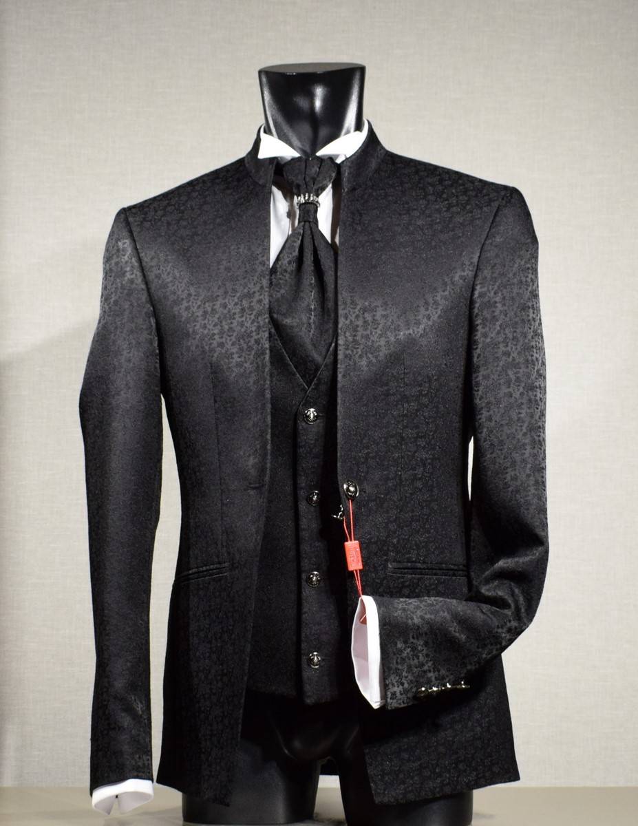 Musani Milano Cerimonia Abito musani cerimonia nero damascato slim fit Presa