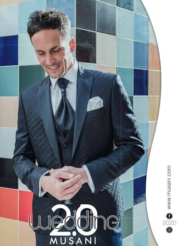 Musani Milano Cerimonia Abito smoking blu damascato musani cerimonia slim fit Online