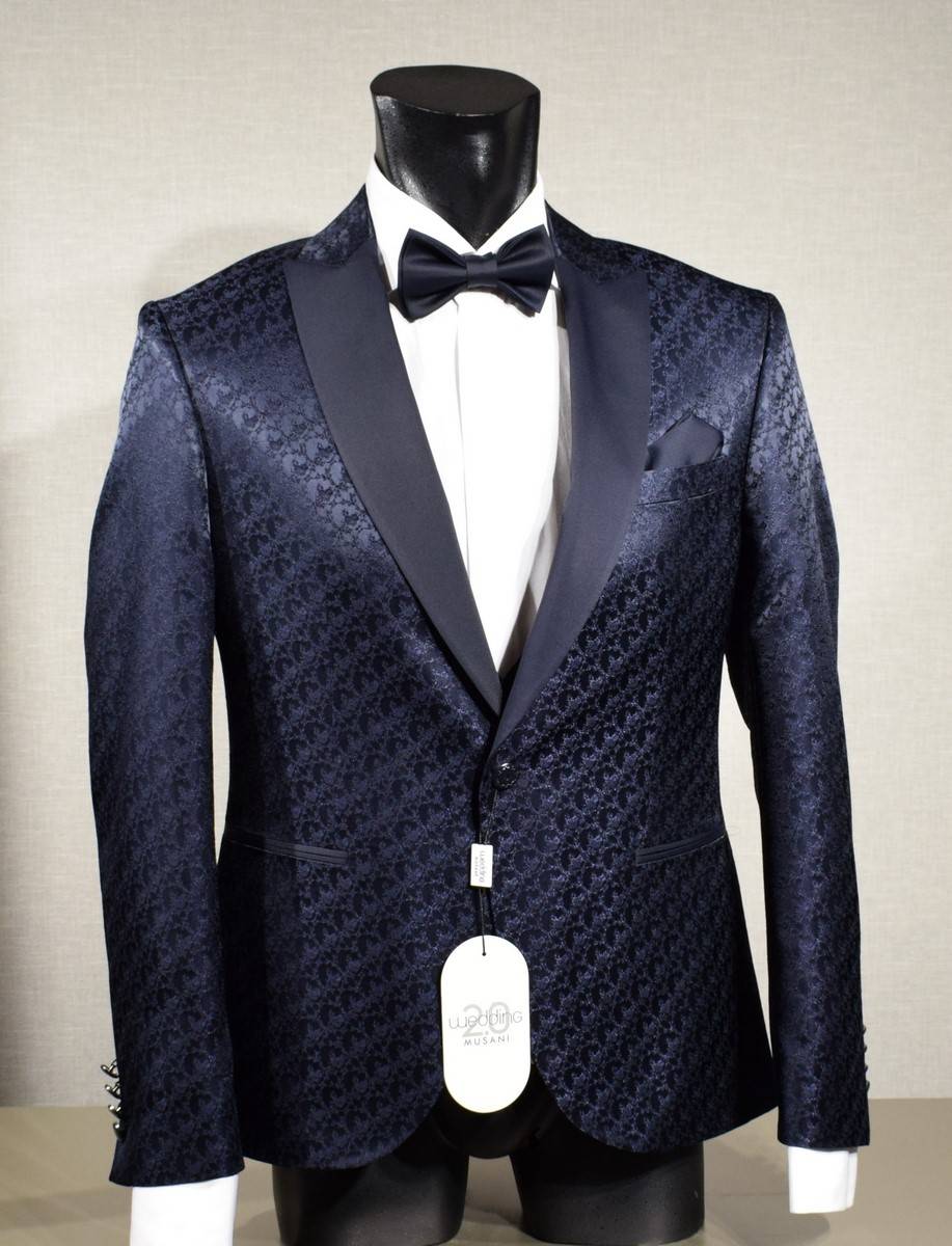 Musani Milano Cerimonia Abito smoking blu damascato musani cerimonia slim fit Online