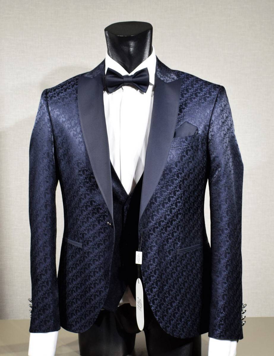 Musani Milano Cerimonia Abito smoking blu damascato musani cerimonia slim fit Online
