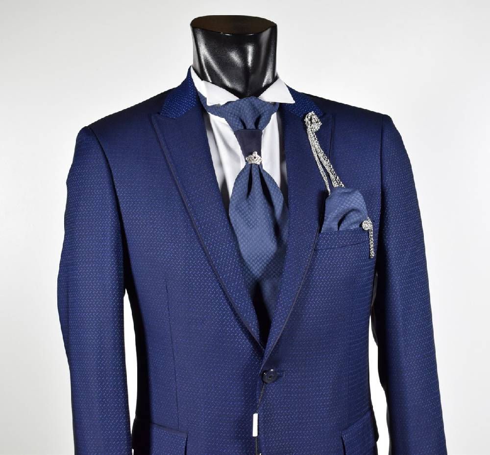 Musani Milano Cerimonia Abito musani cerimonia bluette slim fit con petto a lancia Offerte