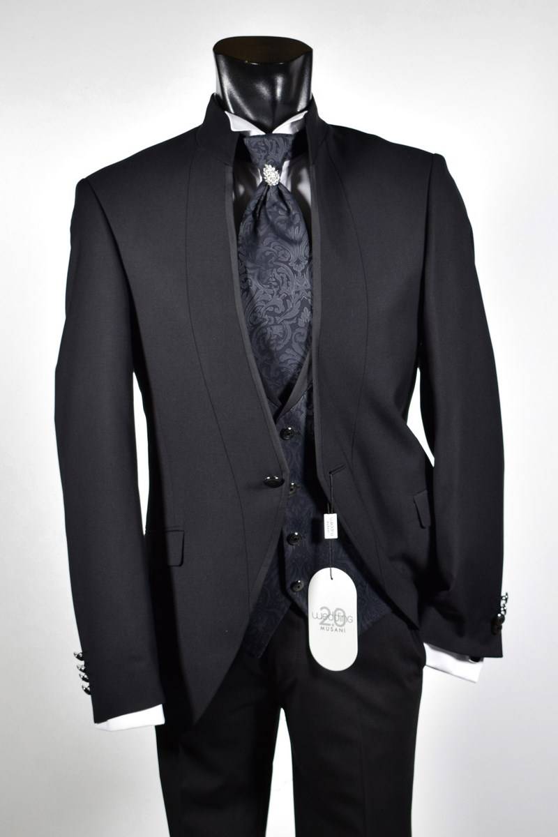 Musani Milano Cerimonia Abito nero slim fit musani cerimonia modello alla coreana Hotsell
