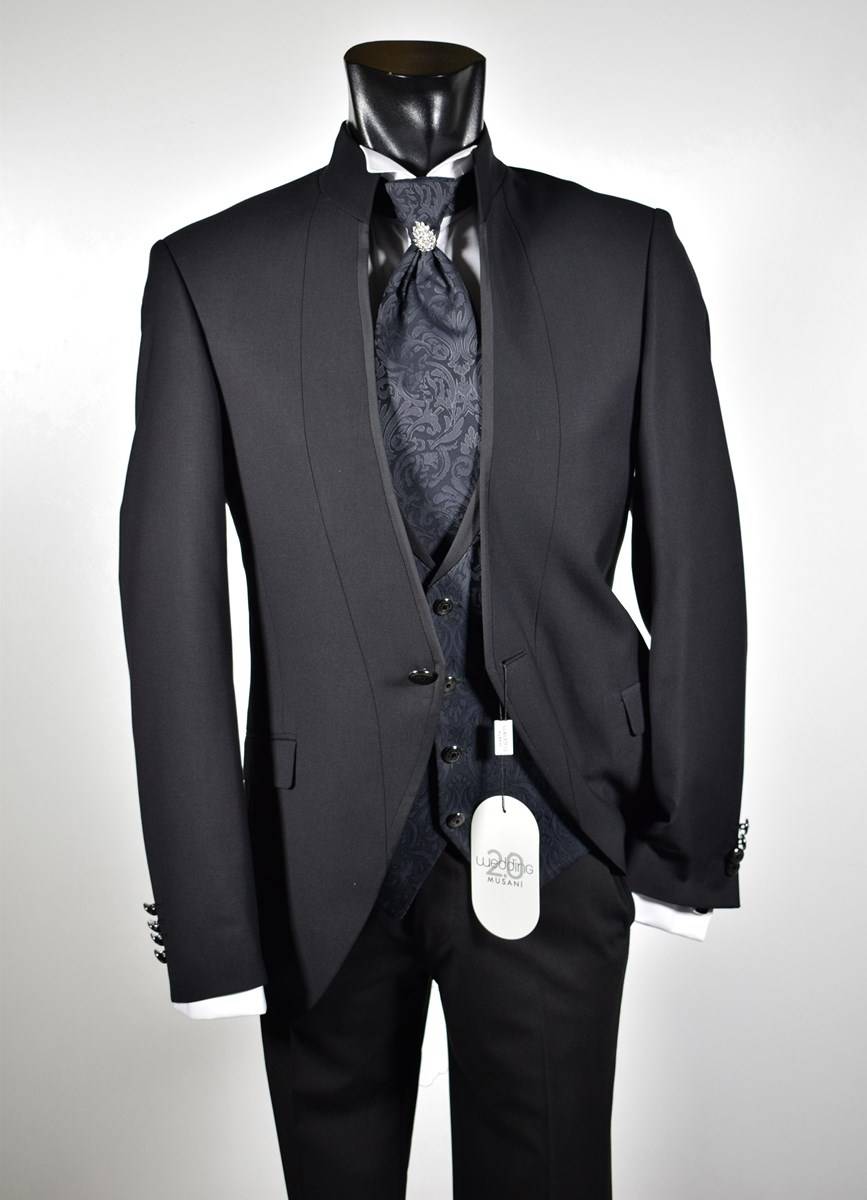 Musani Milano Cerimonia Abito nero slim fit musani cerimonia modello alla coreana Hotsell