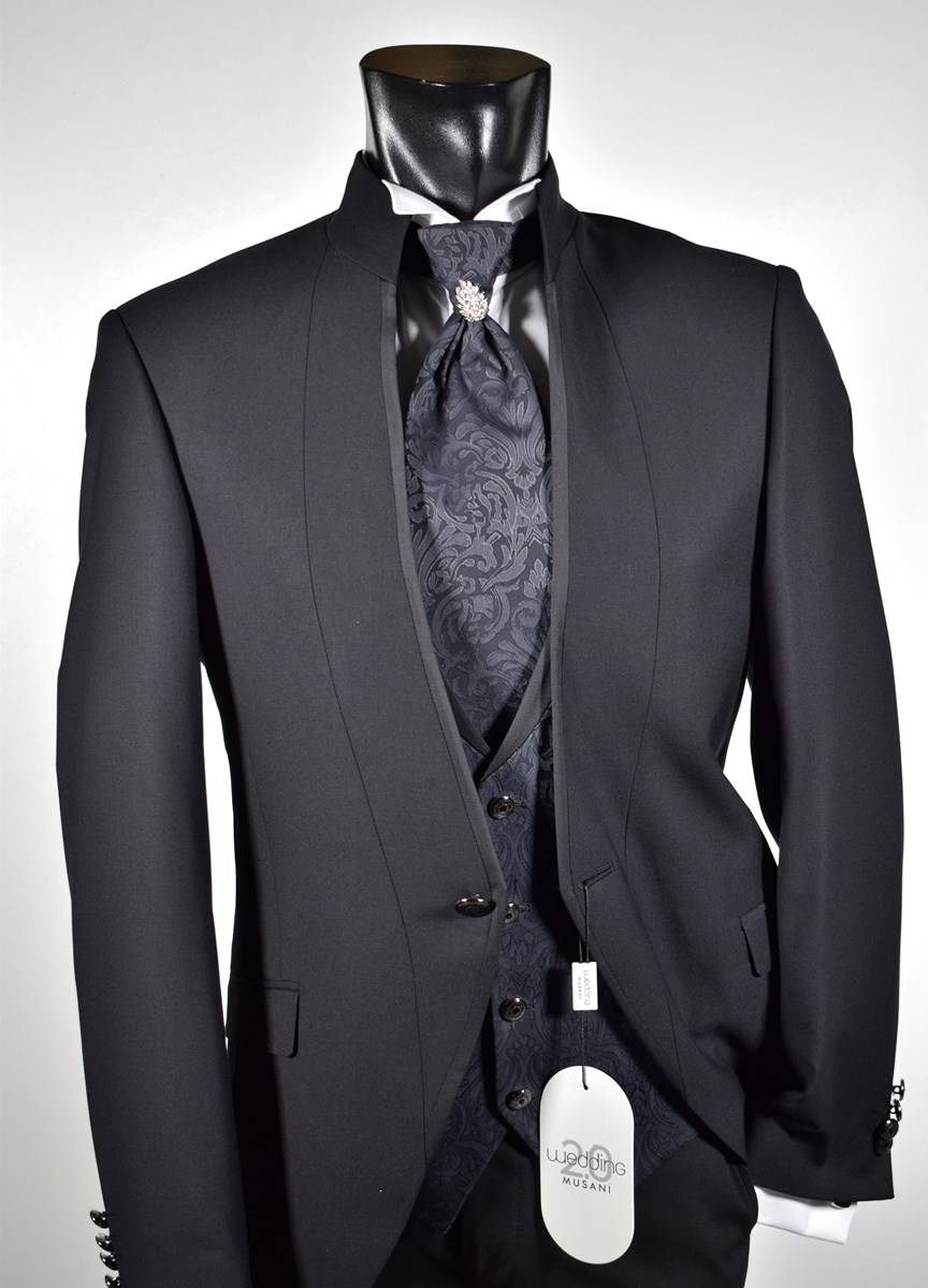 Musani Milano Cerimonia Abito nero slim fit musani cerimonia modello alla coreana Hotsell
