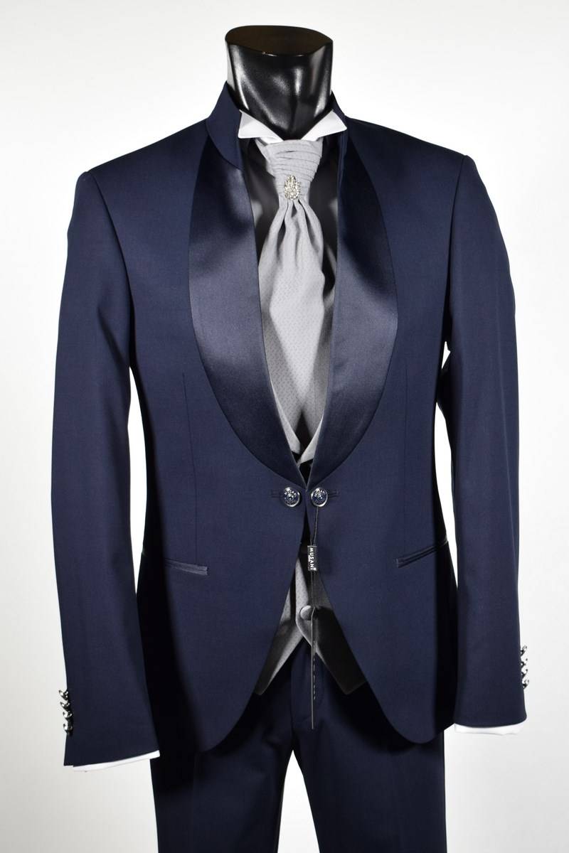 Musani Milano Cerimonia Abito musani cerimonia blu modello coreano slim fit Vendita Economica