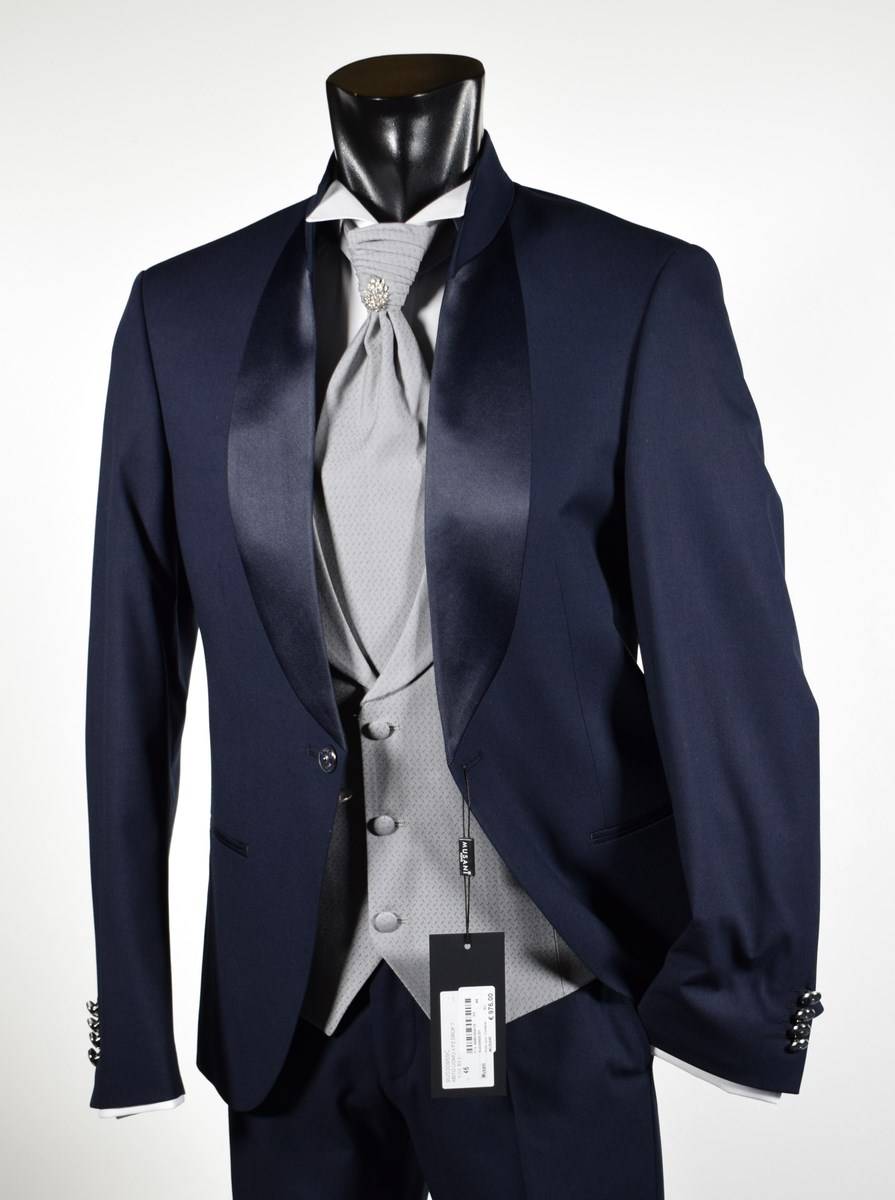 Musani Milano Cerimonia Abito musani cerimonia blu modello coreano slim fit Vendita Economica