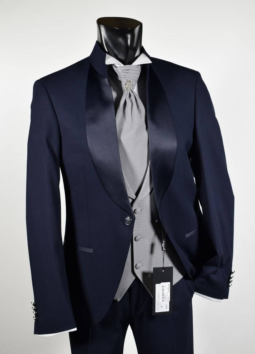 Musani Milano Cerimonia Abito musani cerimonia blu modello coreano slim fit Vendita Economica