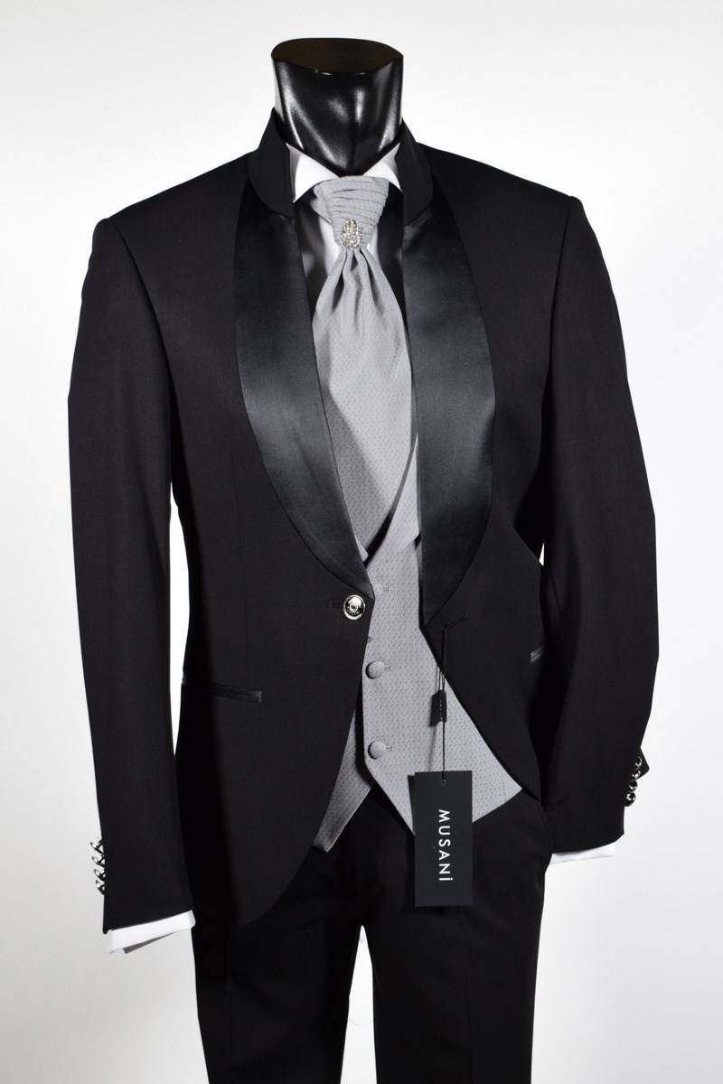 Musani Milano Cerimonia Abito nero musani cerimonia modello coreano slim fit Saldi Di Fabbrica