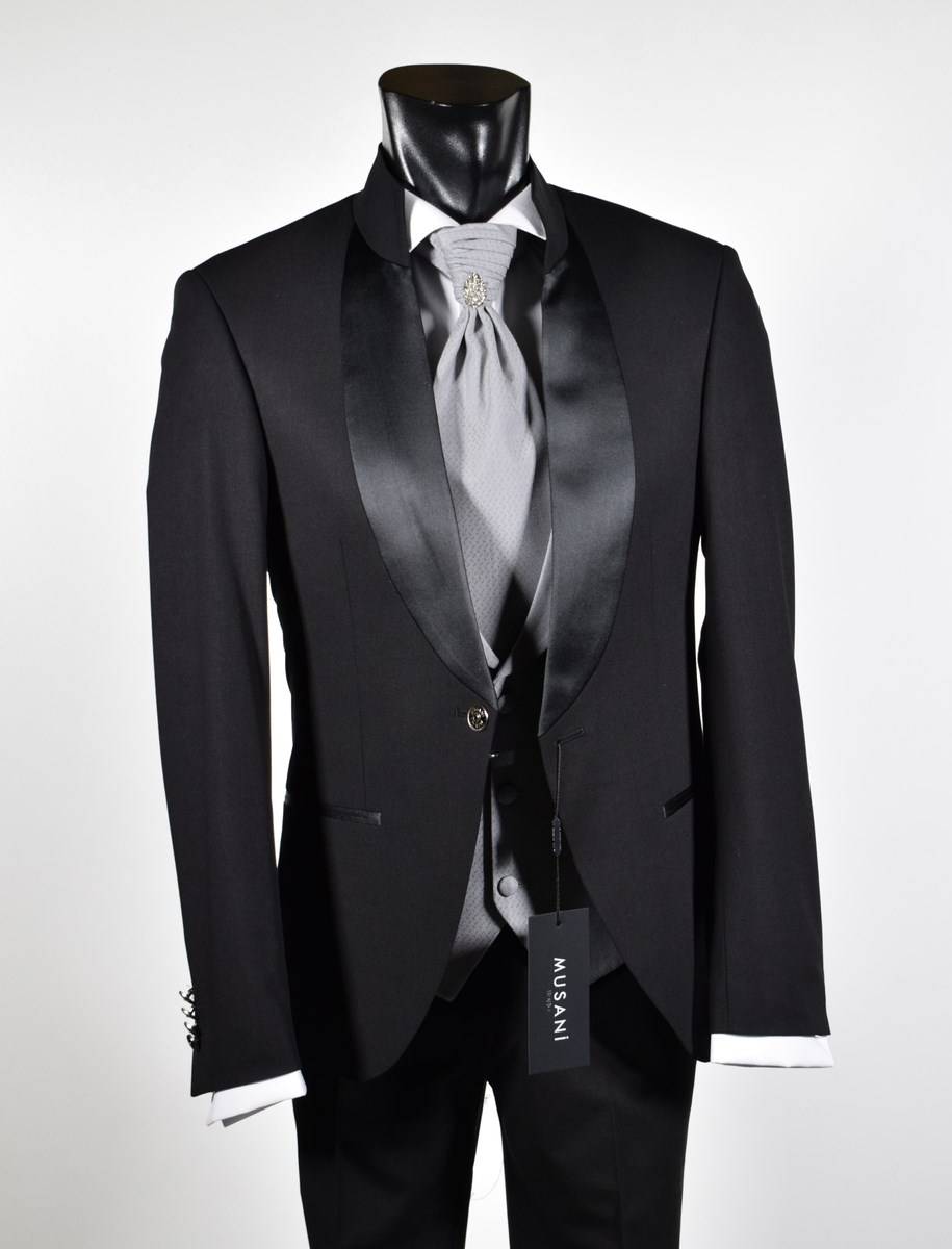 Musani Milano Cerimonia Abito nero musani cerimonia modello coreano slim fit Saldi Di Fabbrica