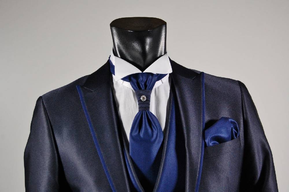 Musani Milano Cerimonia Abito da sposo slim fit musani cerimonia in colore blu e nero Nuova