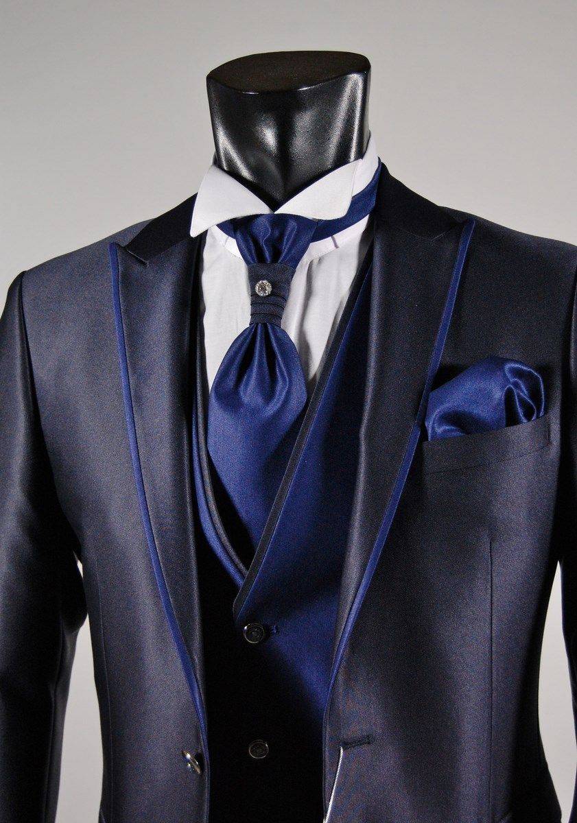 Musani Milano Cerimonia Abito da sposo slim fit musani cerimonia in colore blu e nero Nuova