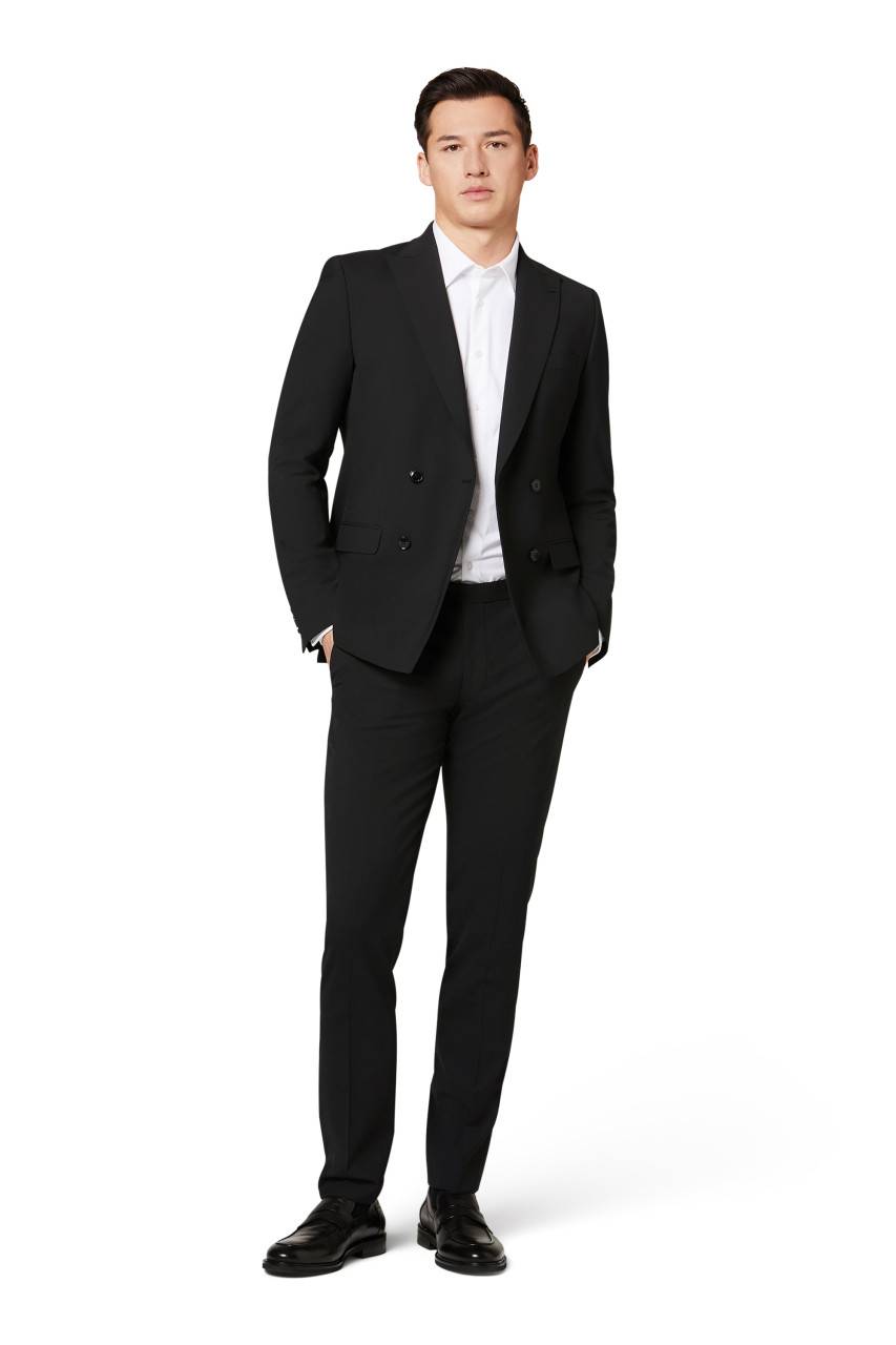Digel Abito nero digel slim fit doppiopetto misto lana bi-stretch