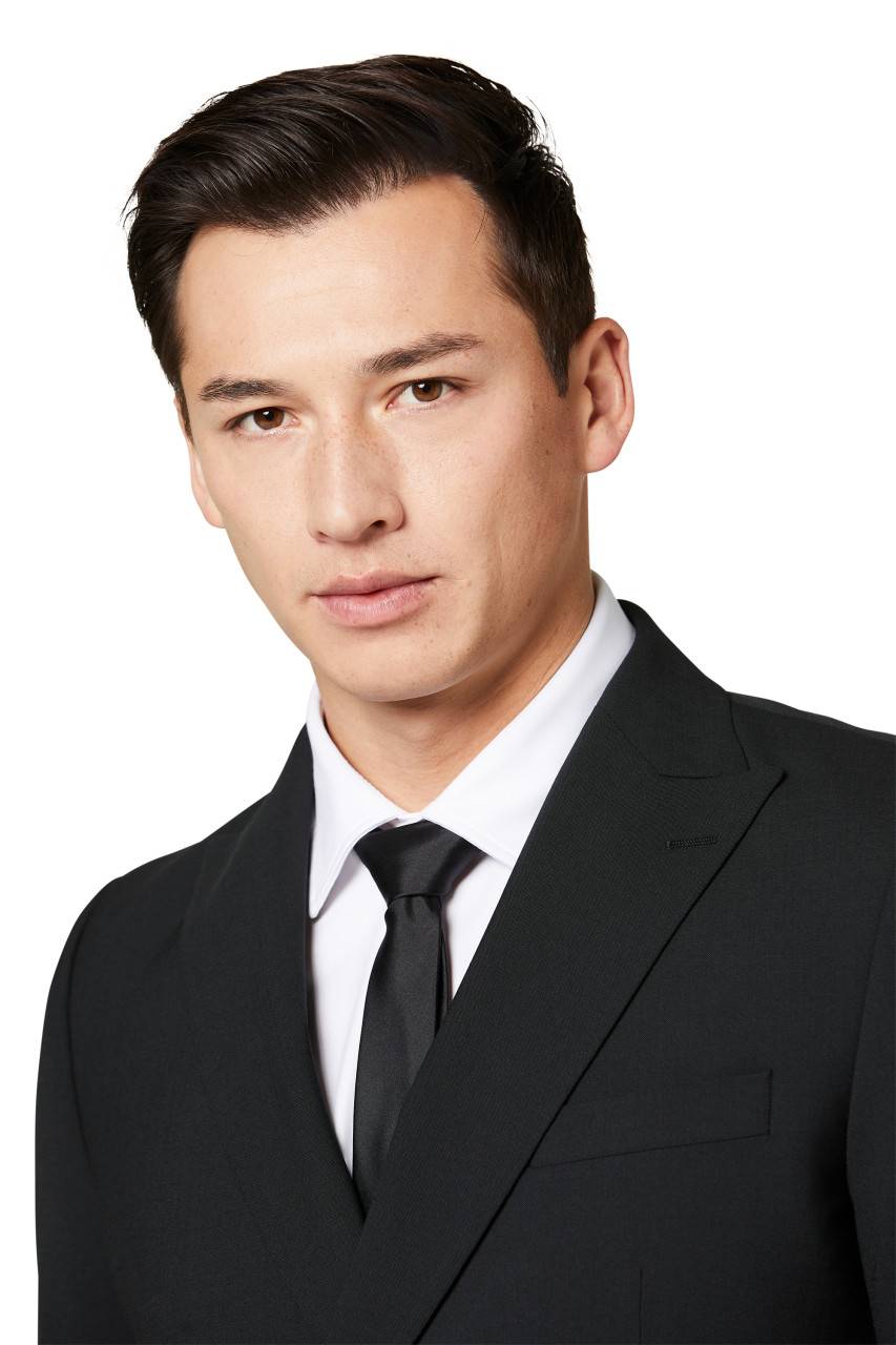 Digel Abito nero digel slim fit doppiopetto misto lana bi-stretch Spedizione Gratuita