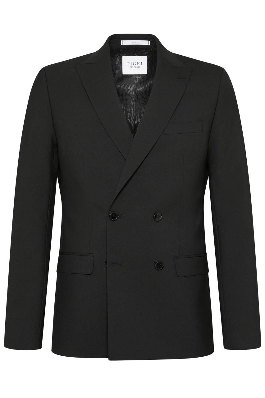 Digel Abito nero digel slim fit doppiopetto misto lana bi-stretch Spedizione Gratuita