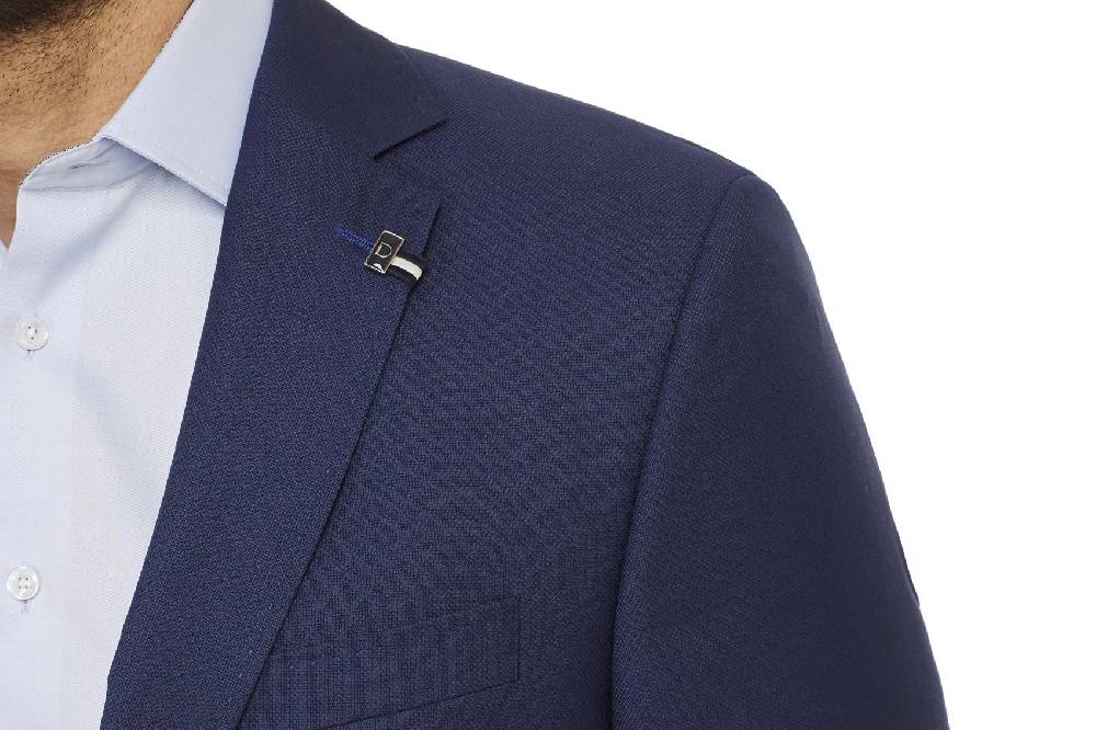 Digel Giacca blu marine digel drop quattro corto lana marzotto con tasche a toppa Qualità