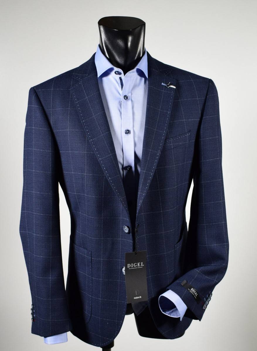 Digel Giacca blu a quadri digel drop quattro corto Vendita