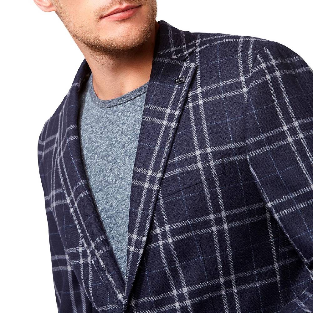 Digel Giacca moda slim fit digel in misto lana blu a quadri Pezzi Unici