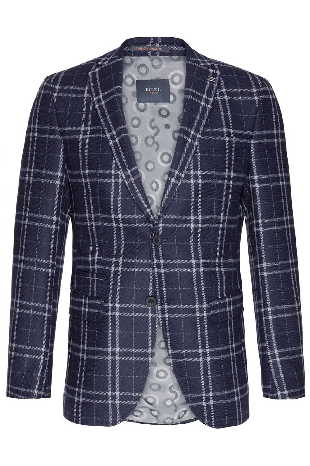 Digel Giacca moda slim fit digel in misto lana blu a quadri Pezzi Unici