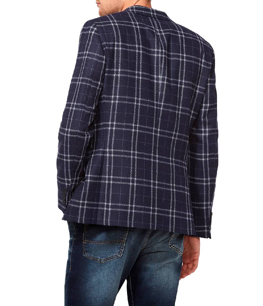 Digel Giacca moda slim fit digel in misto lana blu a quadri Pezzi Unici