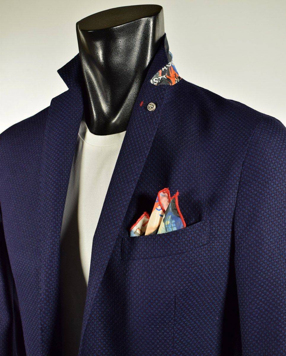 Falko Rosso Giacca slim fit blu sfoderata falko rosso misto viscosa