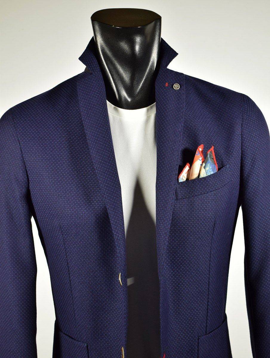 Falko Rosso Giacca slim fit blu sfoderata falko rosso misto viscosa Consegna Veloce