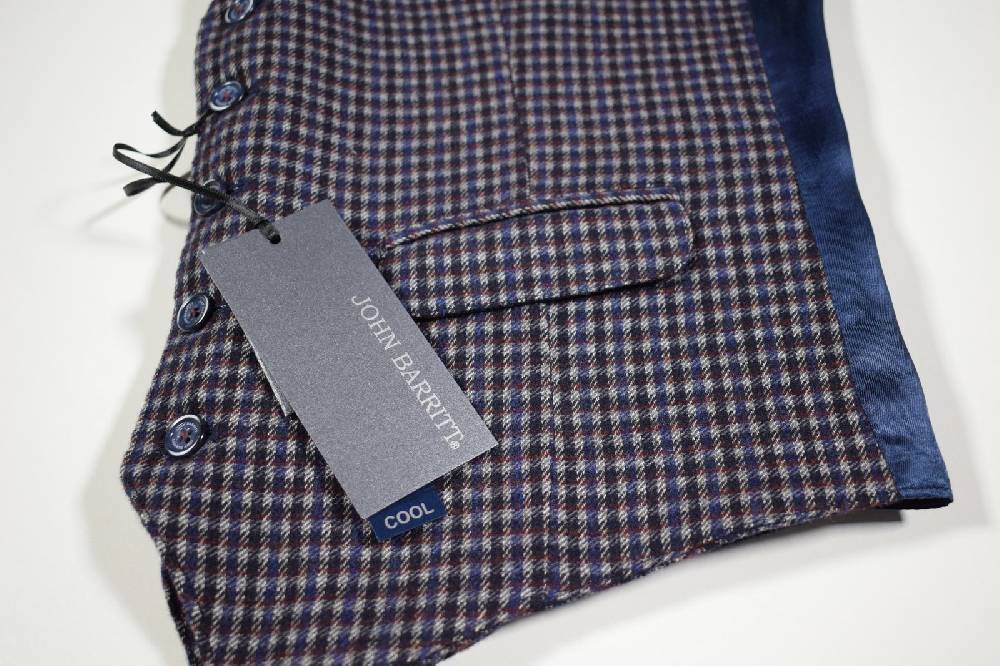 John Barritt Gilet john barritt slim fit fantasia a quadri blu e bordeaux misto lana Promozione Limitata