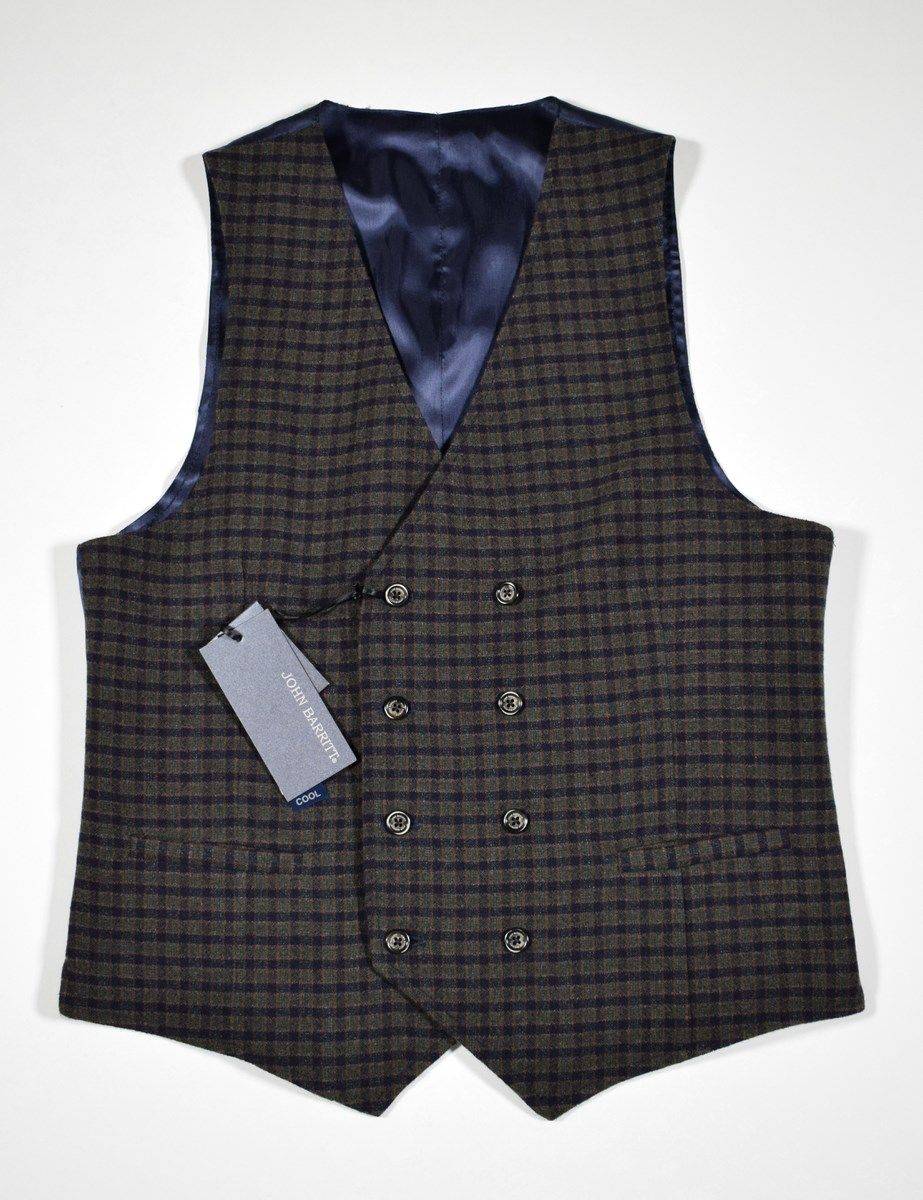 John Barritt Gilet john barritt doppio petto slim fit fantasia a quadri blu verde Fino Al -60%