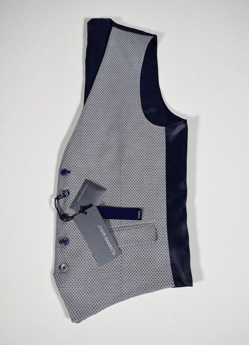 John Barritt Gilet in cotone stretch john barritt micro fantasia blu
