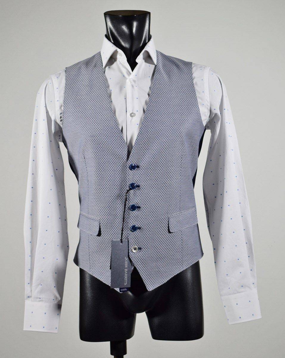 John Barritt Gilet in cotone stretch john barritt micro fantasia blu Convenienza
