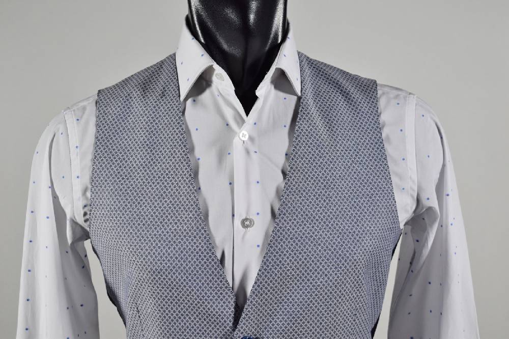 John Barritt Gilet in cotone stretch john barritt micro fantasia blu Convenienza
