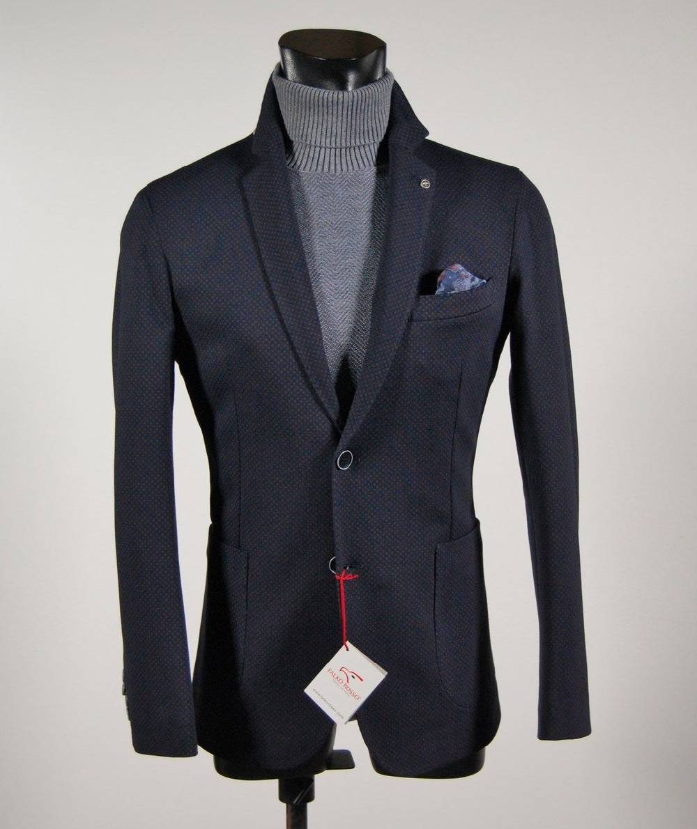 Falko Rosso Giacca blazer sfoderato micro fantasia blu falko rosso