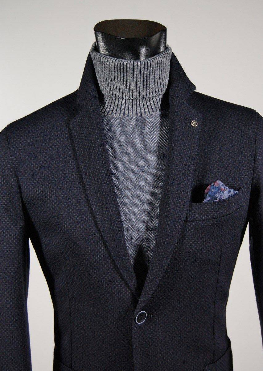 Falko Rosso Giacca blazer sfoderato micro fantasia blu falko rosso Presa