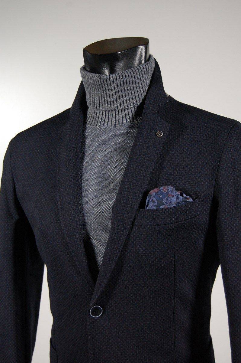 Falko Rosso Giacca blazer sfoderato micro fantasia blu falko rosso Presa