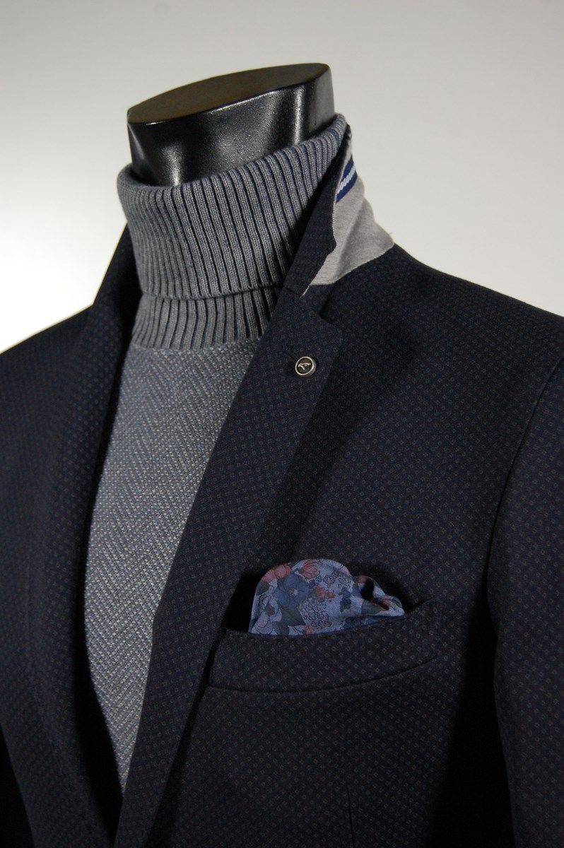 Falko Rosso Giacca blazer sfoderato micro fantasia blu falko rosso Presa