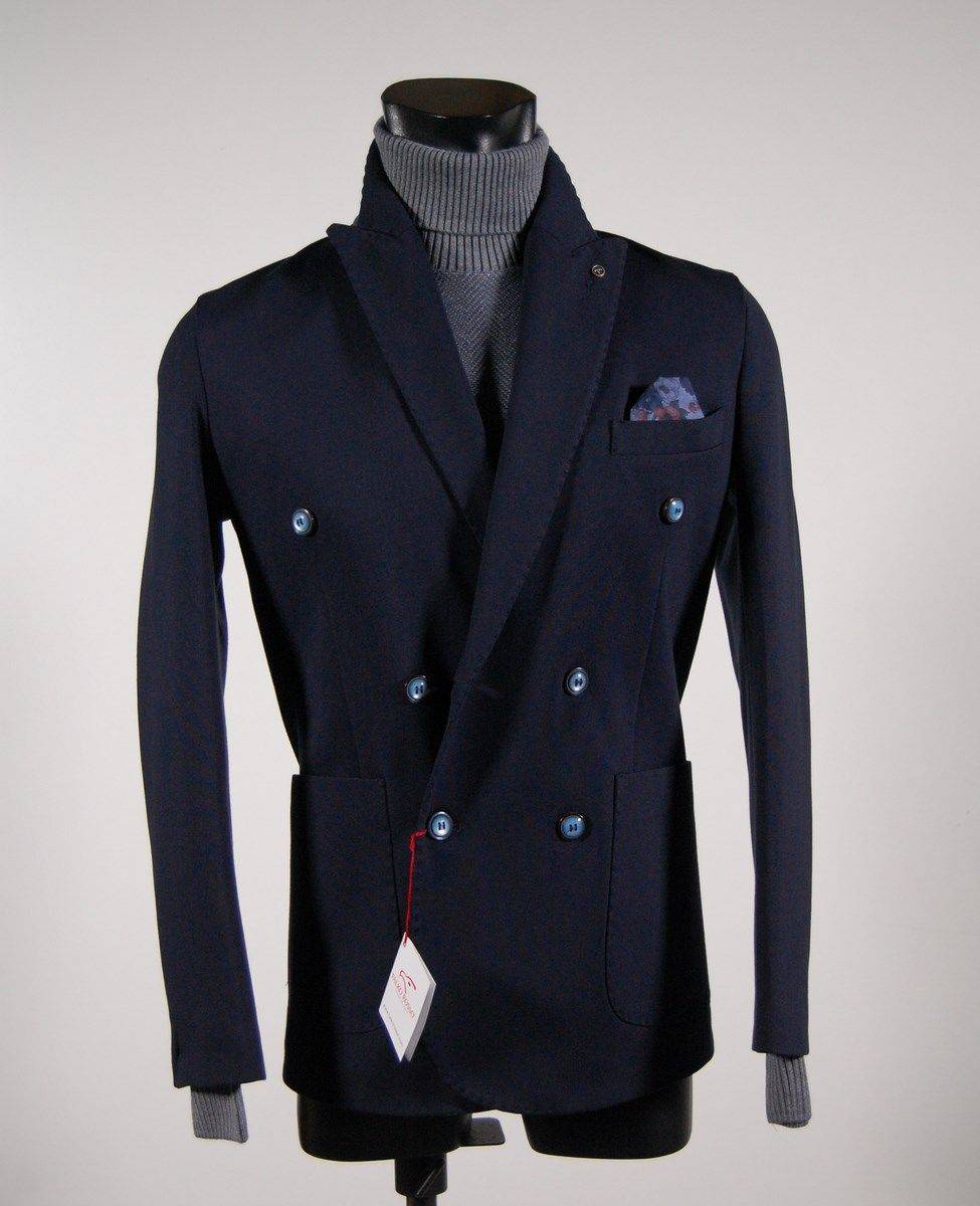 Falko Rosso Giacca slim fit stretch moda doppiopetto blu falko rosso