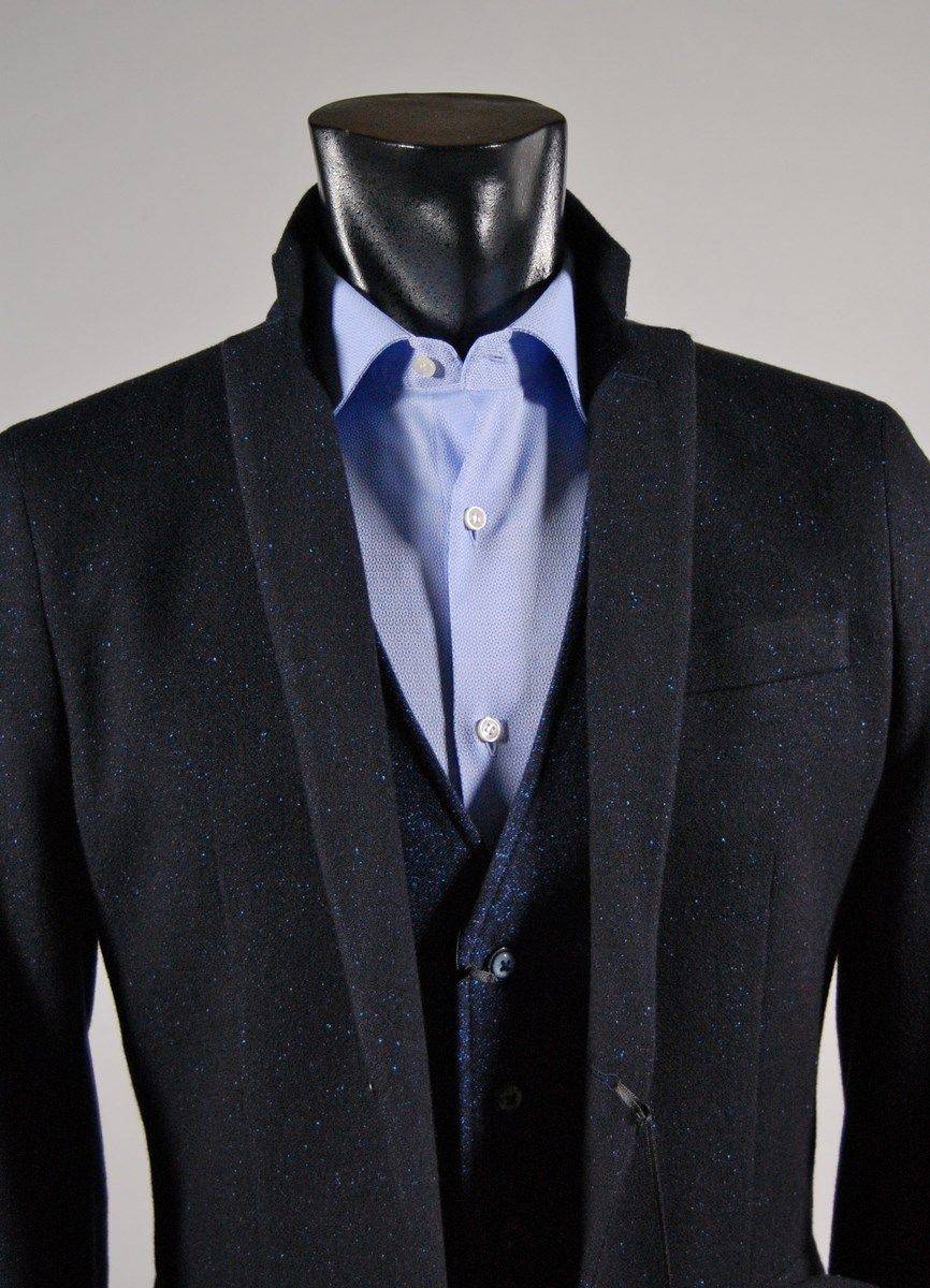 John Barritt Giacca slim fit blu john barritt in lana e seta sfoderata Economico