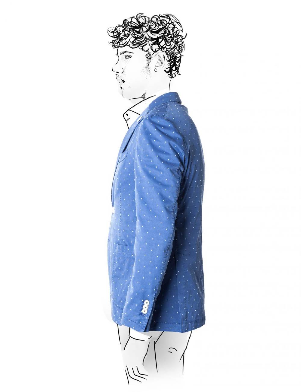 Fradi Giacca slim fit sfoderata fradi in cotone stretch a pois due colori Outlet