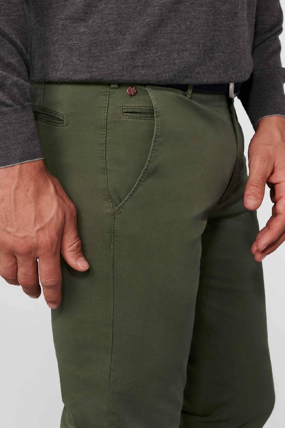 Meyer Pantalone verde oliva meyer cotone bio stretch modern fit Qualità Garantita
