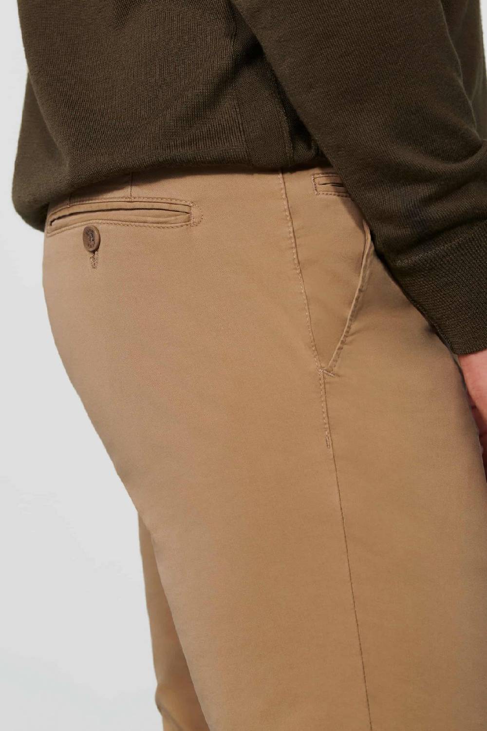 Meyer Pantalone color cammello meyer cotone bio stretch modern fit Consegna Veloce