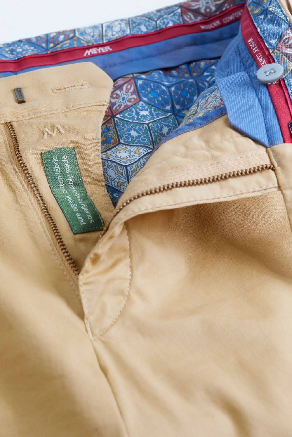 Meyer Pantalone color cammello meyer cotone bio stretch modern fit Consegna Veloce