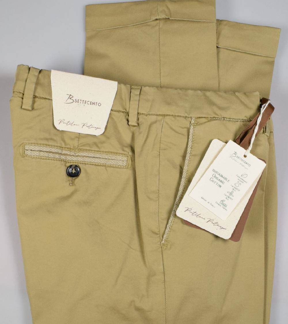 B Settecento Pantalone senape b700 in cotone raso stretch slim fit Shopping Online