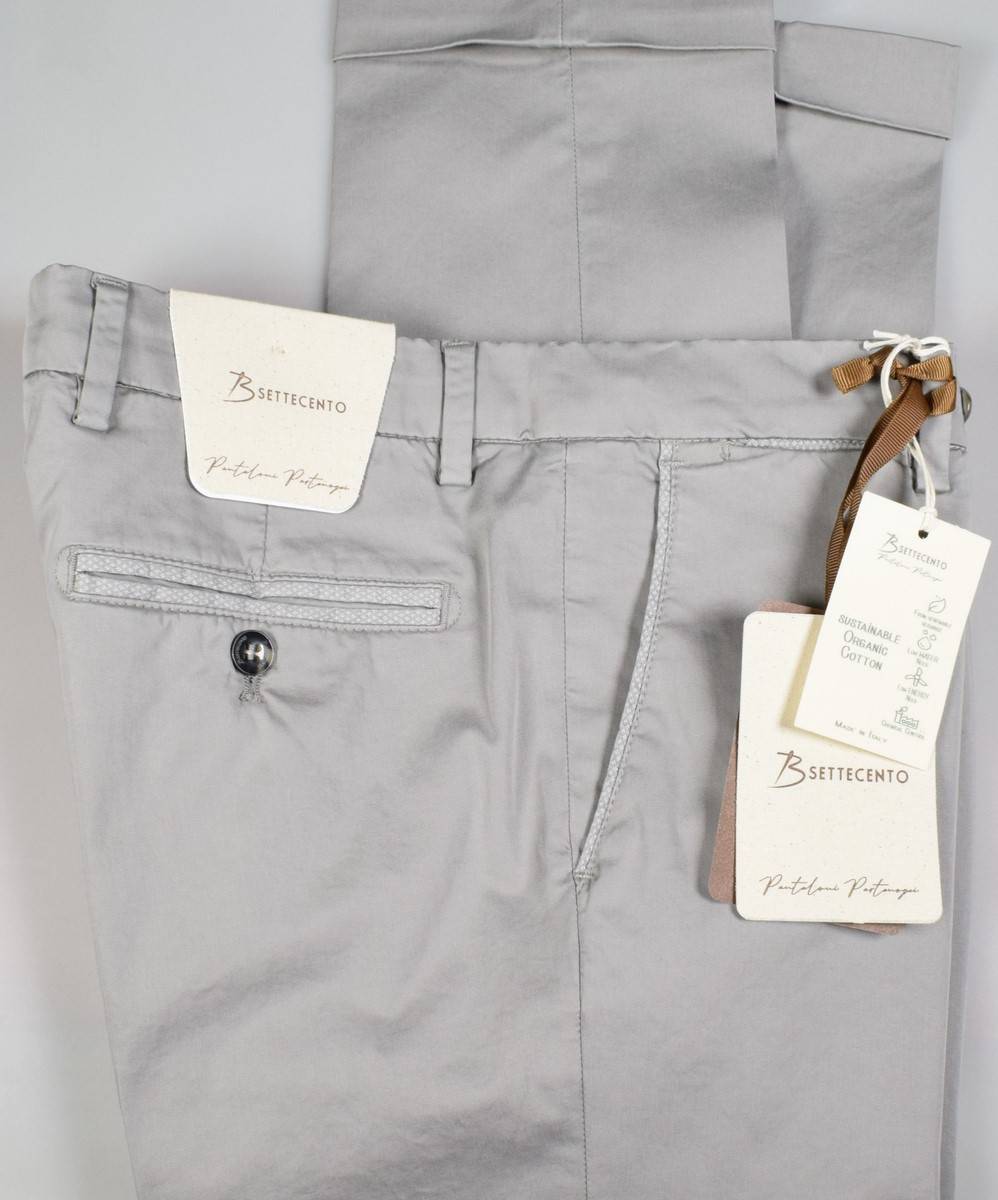 B Settecento Pantalone grigio chiaro b700 in cotone raso stretch slim fit Affare Del Giorno